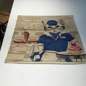 Cat Vintage Diner Waitress pillow cover